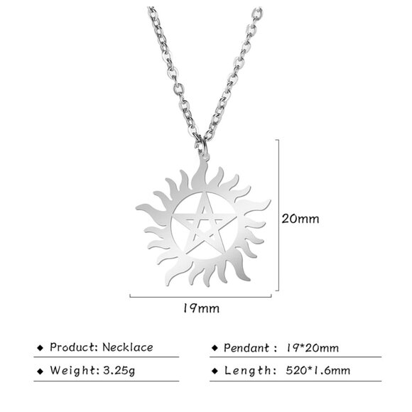 Supernatural - Anti-Possession Symbol Pendant, Stainless Steel Necklace - Picture 7 of 9